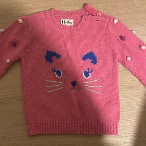 Hatley Pink Knit Sweater with Cat Design